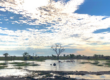 Sunset over waterhole filled with hippo in Botswana - Outland Travel